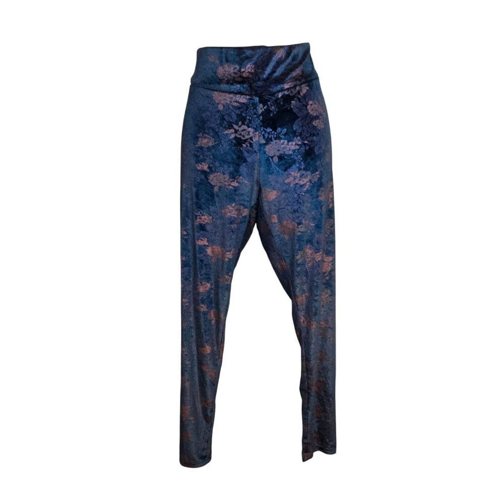 DG2 By Diane Gilman Women's Size Small Teal Floral Leggings